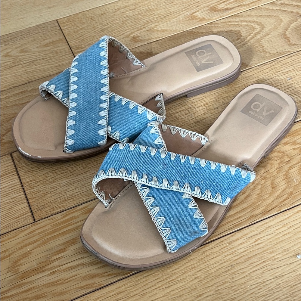 DV by Dolce Vita Women's Denim Crisscross Sandals